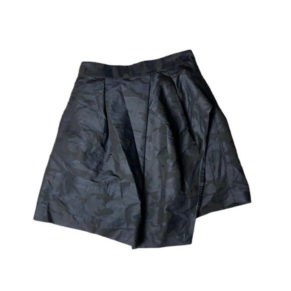 Banana Republic Camo Jacquard Pleated Skirt Black Petite 4P A Line High Waist